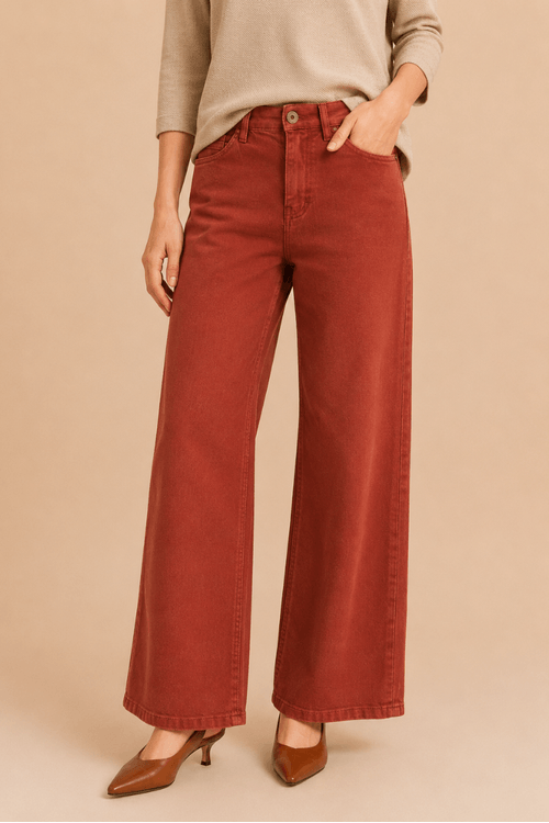 CALCA WIDE LEG DENIM TELHA.